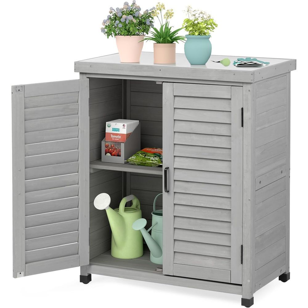 Outdoor Storage Cabinet & Pott - Outdoor Furniture Wood ulasan dan harga