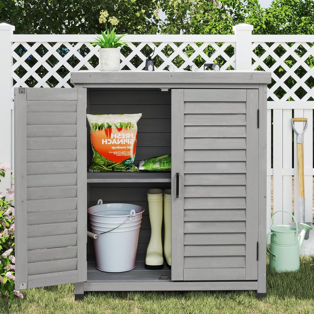 Outdoor Storage Cabinet & Pott - Outdoor Furniture Wood ulasan dan harga