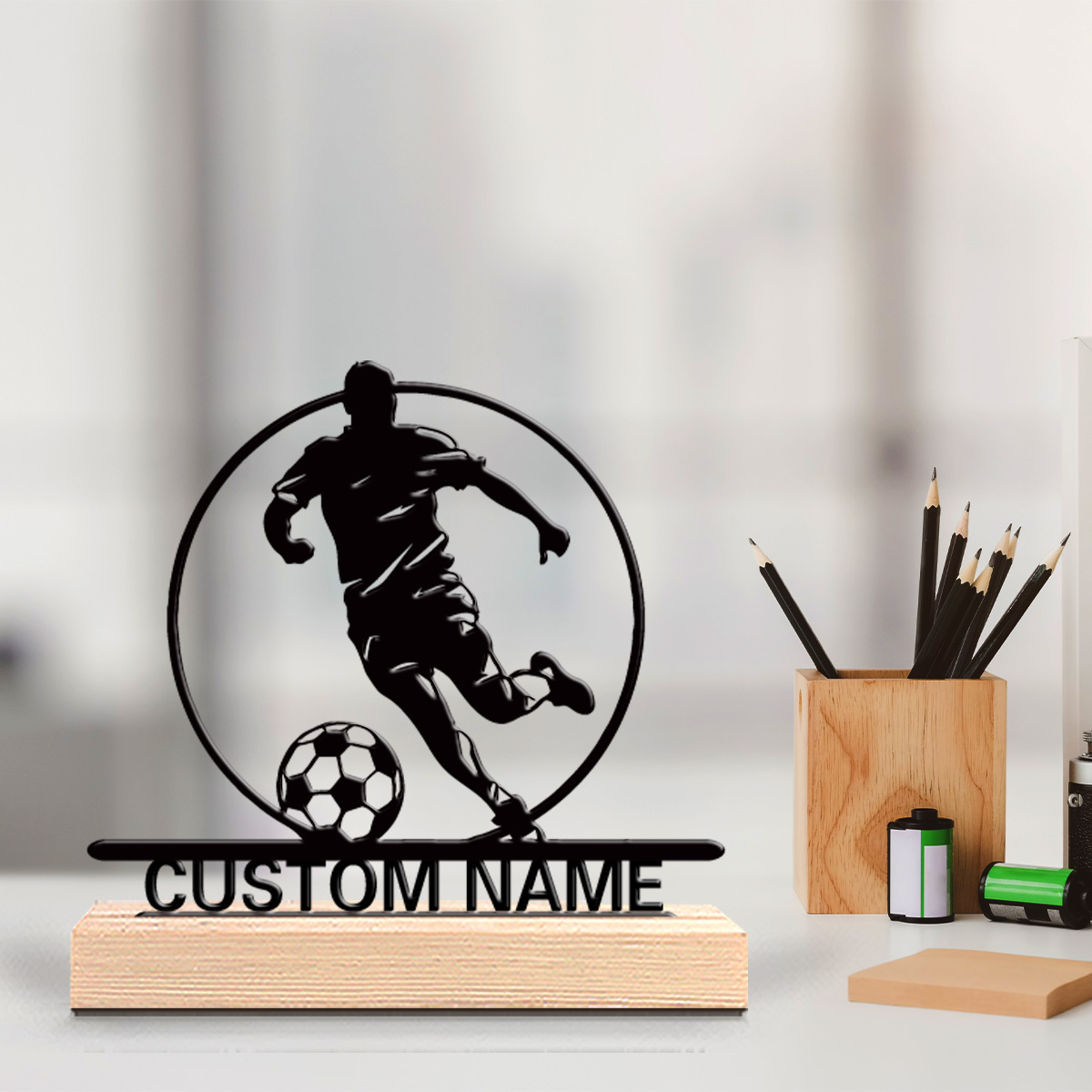 Custom Soccer Player Metal Sta - Outdoor Furniture Wood ulasan dan harga