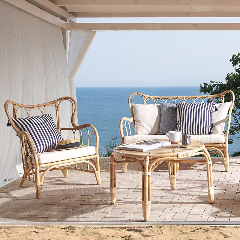 Custom Natural Real Rattan Sof - Outdoor Furniture Indonesia ulasan dan harga