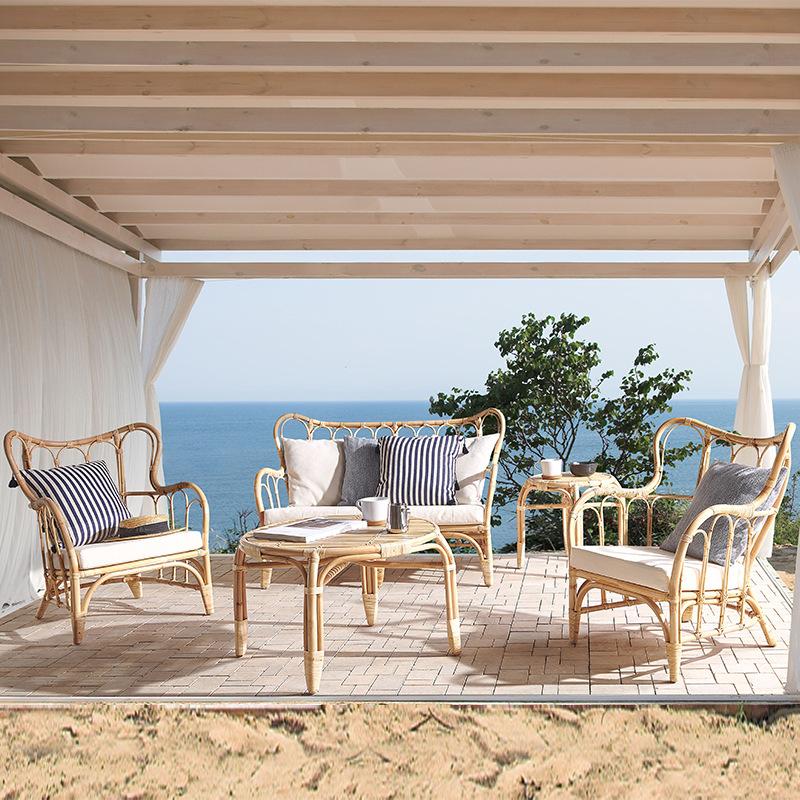 Custom Natural Real Rattan Sof - Outdoor Furniture Indonesia ulasan dan harga