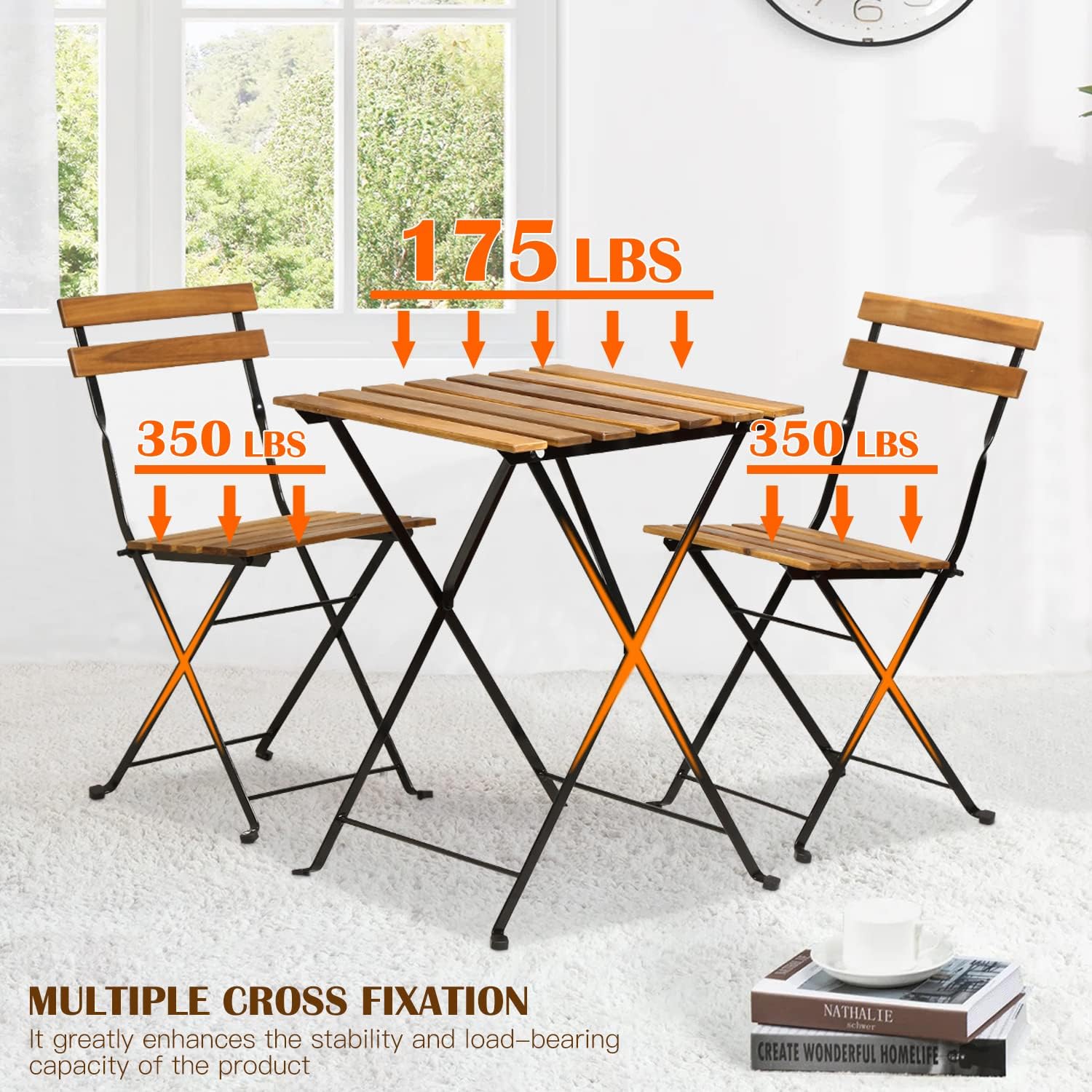 Natural wood 3-piece folding p - Outdoor Furniture Wood ulasan dan harga
